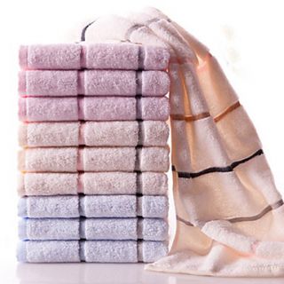 Hand Towel Set, 10 Pack Terry 100% Cotton Stripe Print 70cm x 34cm(3 Red Pcs,3 Blue Pcs,4 Yellow Pcs)