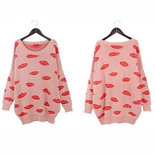 Womens Korean Fashion Sweater Sexy Lips Kiss Knit Warm Pullover Jumper Loose Top