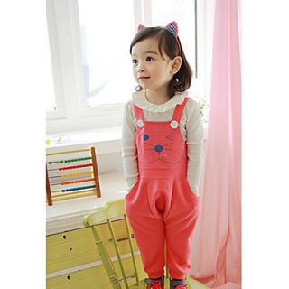 Girls Kitty Print Casual Jumpsuit