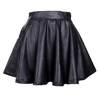 Womens Lady Girl Leather Flared Sexy Short Mini Pleated Skirt