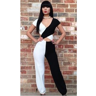 Womens Sexy Joint Color Overalls Pants