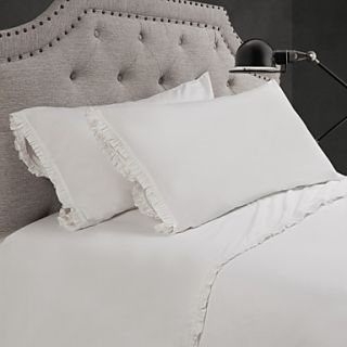 Pack of 2 Solid White 300TC Cotton Pillowcase with White Wrinkled Edge