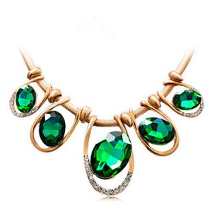 Daphne Korean Style Fashion Crystal Gemstone Exaggerated Necklace (Screen Color)