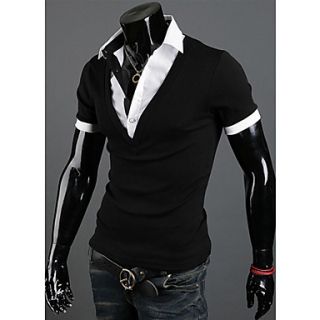 Langdeng Casual Harem Layered Short Sleeve T Shirt(Black)