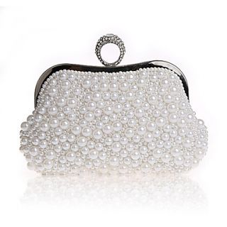 Jiminy Womens Top Grade Pearl Evening Clutch Bag(White)