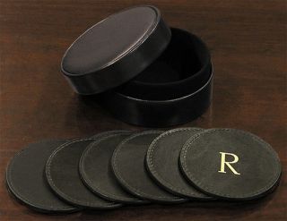 Personalized Leather Coasters, Midnight