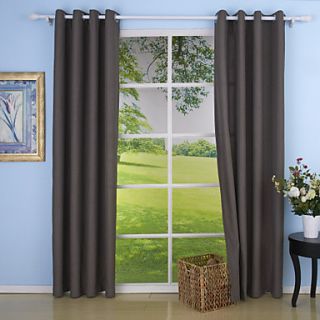 (One Pair Grommet Top) Solid Grey Contemporary Energy Saving Curtain