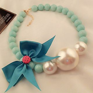 Daphne Macaron Color Bow Pearl Necklace(Screen Color)