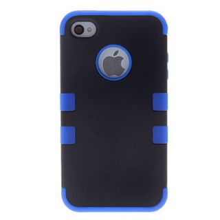 Special 2 in 1 Design Very Protective Black Hard Case with Solid Color Silicone Soft Case for iPhone 4/4S (Assorted Colors)