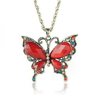 Yumfeel Womens Vintage Red Butterfly Pattern Dangling Necklace