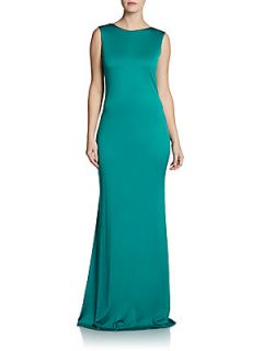 Dipped Back Jersey Gown   Aqua Marine