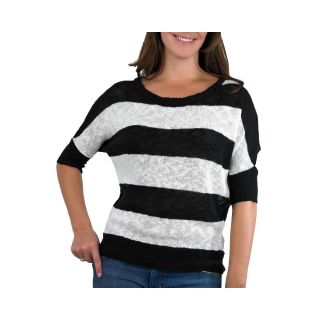 By & By Striped Sweater, Black, Womens