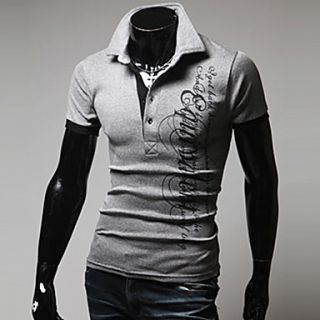 Aowofs  HOT Short sleeve Polo Mens Fashion Alphabet Printing Shirt(Gray)