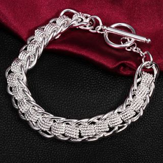 High Quality Punk Silver Silver Plated Circles Lined Charm Bracelets