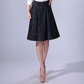 Cerel Fashion Denim Self Belt Midi Skirt