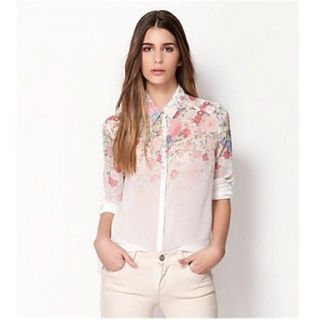 Womens Floral Print Chiffon Shirt