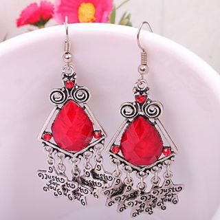 Shining Elegant Alloy Diamond Classic Earrings (Red)