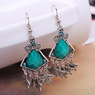 Shining Elegant Alloy Diamond Classic Earrings (Green)