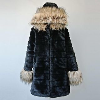 Nice Long Sleeve Hood Faux Fur Casual/Party Coat