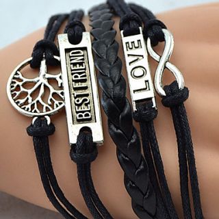 (1 Pc) Tree Friends Best Love Infinite Multilayer Woven Leather Cord Bracelet