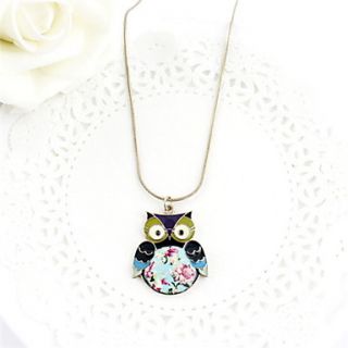 Kayshine Blue Cute Owl Pendant Alloy Enamel Necklace