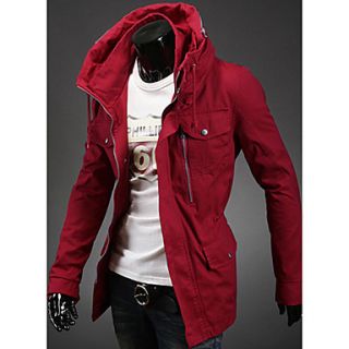 Aowofs Mens European Style Fashion Casual Fitted Jacket(Wine)