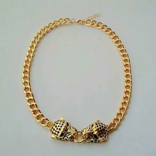 Shining Fashion Alloy Double Leopard Head Chain Bracelet (Screen Color)