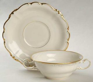 Rosenthal   Continental Baroque Gold Flat Cream Soup Bowl & Saucer Set, Fine Chi