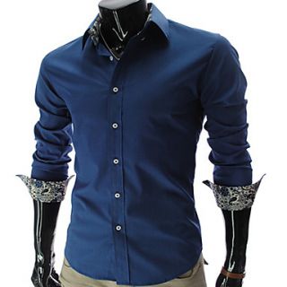 HKWB Casual Slim Long Sleeve Shirt(Navy Blue)5016 P