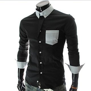 HKWB Casual Cotton Long Sleeve Shirt(Black)