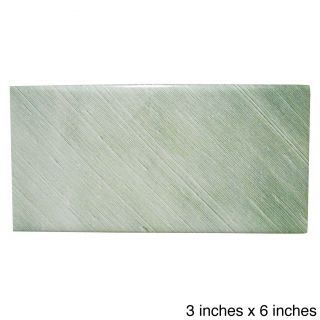 Modern Ceramic Wall Tile Green Textile Pattern (pack Of 20)