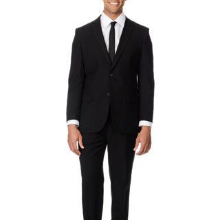 Caravelli Italy Mens Black 2 button Notch Lapel Suit