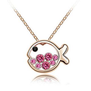 Xiaoguo Womens Cute Fish Crystal Necklace(Screen Color)