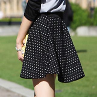 BeiYan Womens Simple College Polka Dots Skirt(Black)