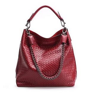 Womens Fashion Style Genuine Weave Cowhide Leather Handbag Totes