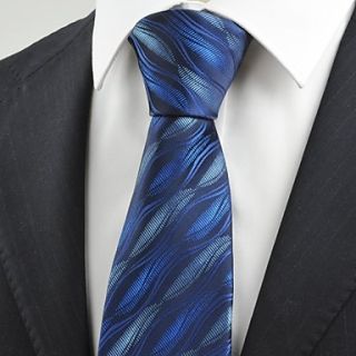 Tie New Navy Dark Blue Ripple Wave Mens Tie Necktie Wedding Party Holiday Gift