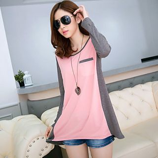 Meitiantian Long Sleeve Loose Fit T Shirt (Pink)