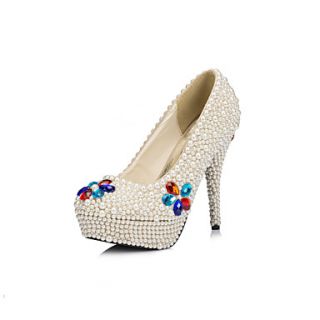 Leatherette Womens Wedding Stiletto Heel Platform Pumps/Heels With Rhinestone Shoes