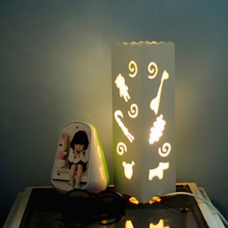 YOUKE Carving Cut Out Childhood Pattern Rectangle Table Lamp (White)