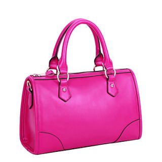 Global Freeman Womens Fashion Free Man Simple Solid Color Two Uses Leather Bag(Fuchsia)