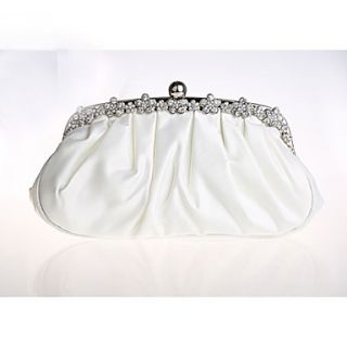 ONDY NewSimple Luxury Diamond Silk Evening Bag (White)
