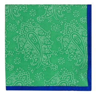 Stafford Paisley Pocket Square, Green, Mens