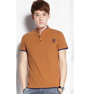 Bangni Mens Stand Collar Short Sleeve Solid Color T Shirt