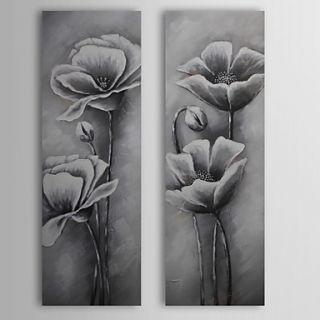 Hand Painted Oil Painting Floral Lotus with Stretched Frame Set of 2 1310 FL1036