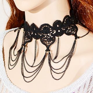 OMUTO Fashion Lace Gothic Lolita Luxurious Palace Party Necklace (Black)