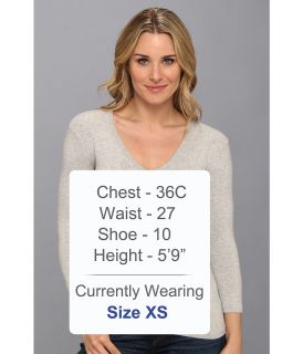 525 america Basic V Neck 3/4 Sleeve Womens Long Sleeve Pullover (Gray)