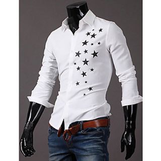 Aowofs Foreign Trade Korean Style Fashion Mens Boutique Long sleeve Shirt(White)