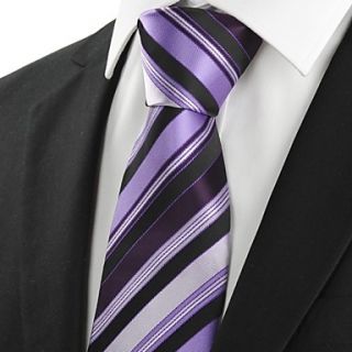 New Striped Purple Luxury Men Tie Necktie for Wedding Party Holiday Gift