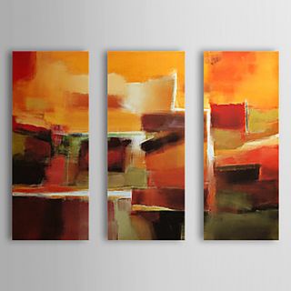 Hand Painted Oil Painting Abstract with Stretched Frame Set of 3 1308 AB0721