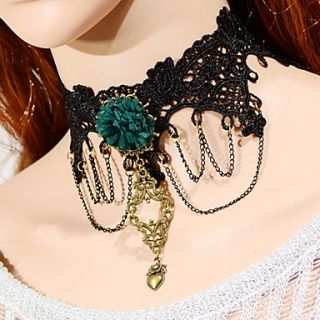 OMUTO Korea Lolita Flower Noble Fashion Collar Necklace (Black)